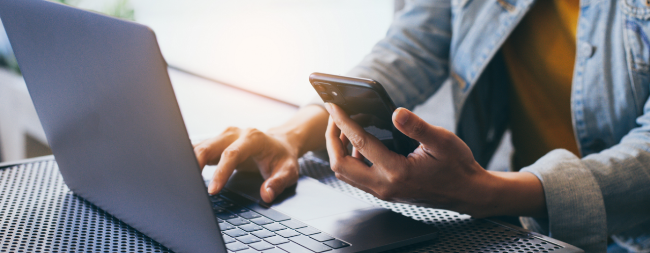 Girl-on computer-and-phone-contact-page-preferred-therapy-services-highland-ca